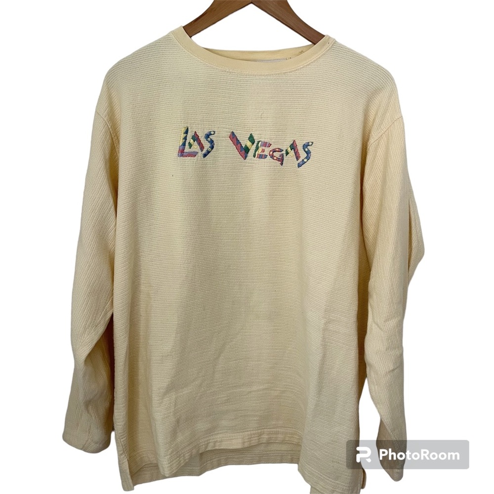 Vintage ‘90’s Las Vegas Embroidered Crewneck Long Sleeve Henley Shirt